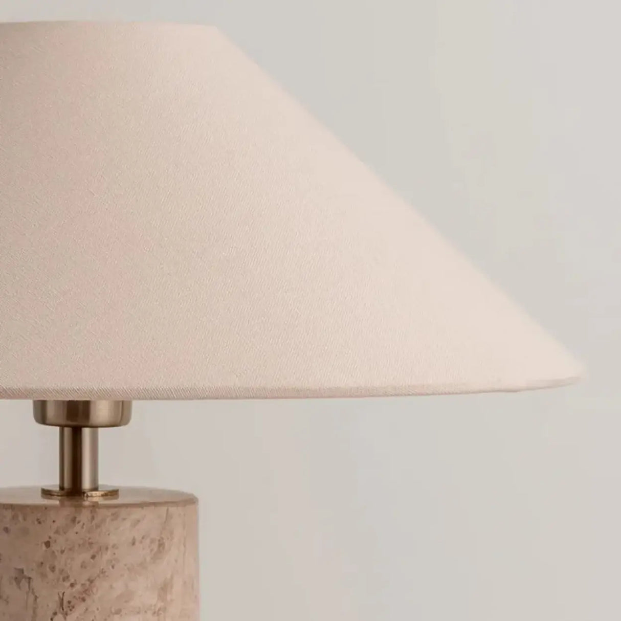 Elegant Beige Marble Base Table Lamp with Cone Fabric Shade Image - 3