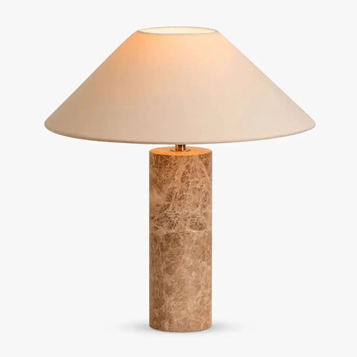 Elegant Beige Marble Base Table Lamp with Cone Fabric Shade Image - 6