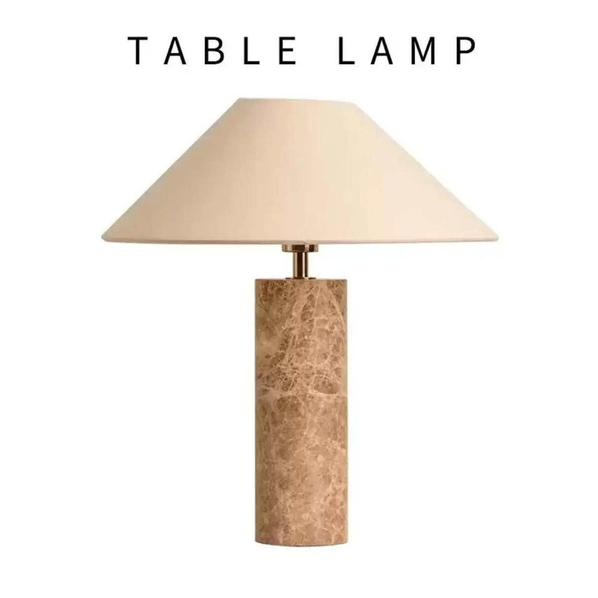 Elegant Beige Marble Base Table Lamp with Cone Fabric Shade Image - 7