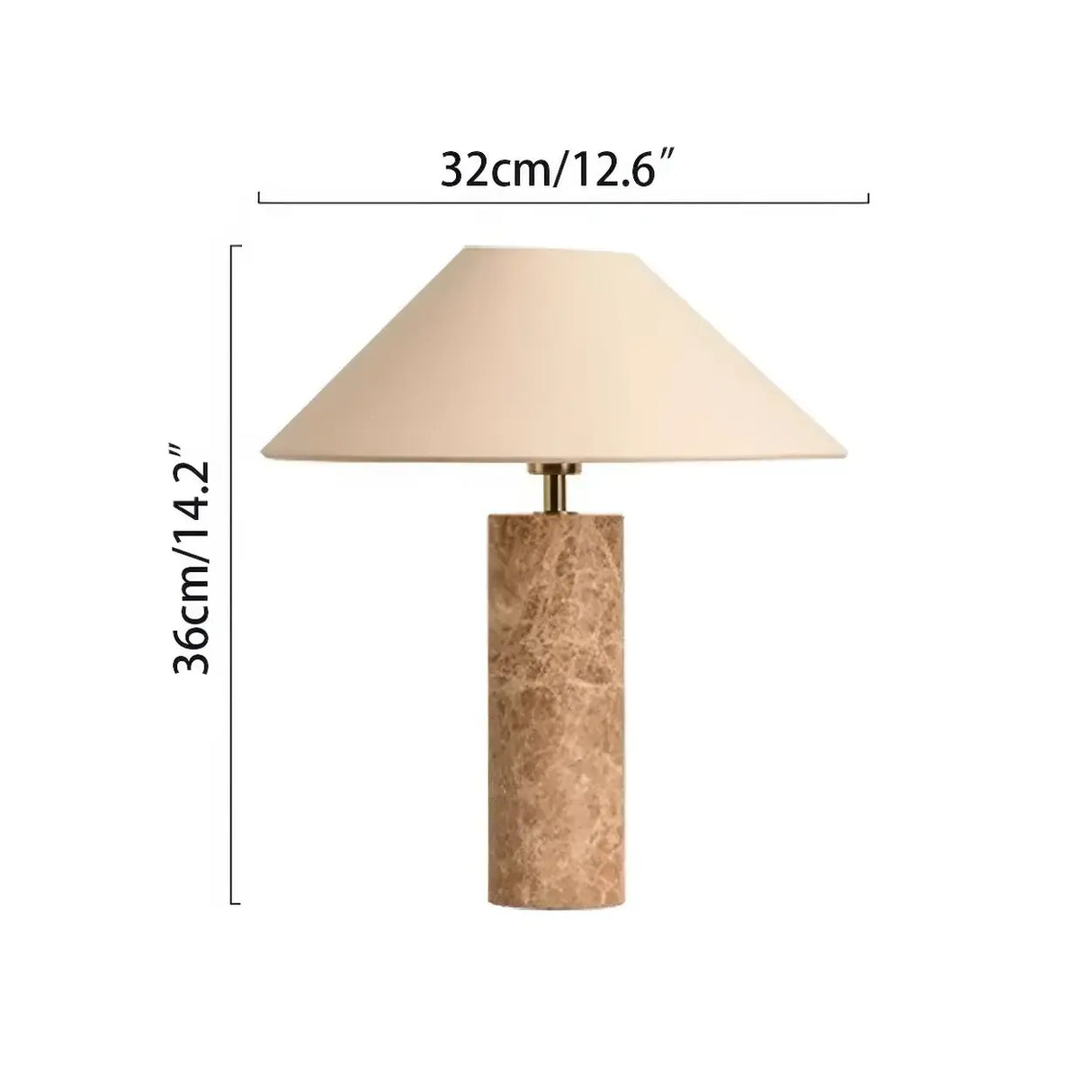 Elegant Beige Marble Base Table Lamp with Cone Fabric Shade