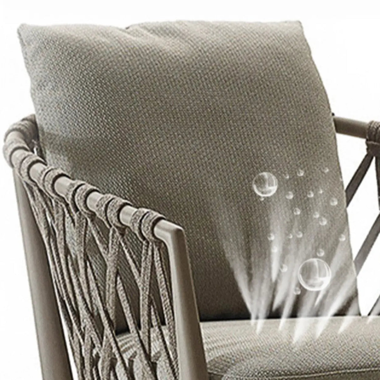 Elegant Beige Rope Woven UV Resistant Patio Sofa Set Image - 12