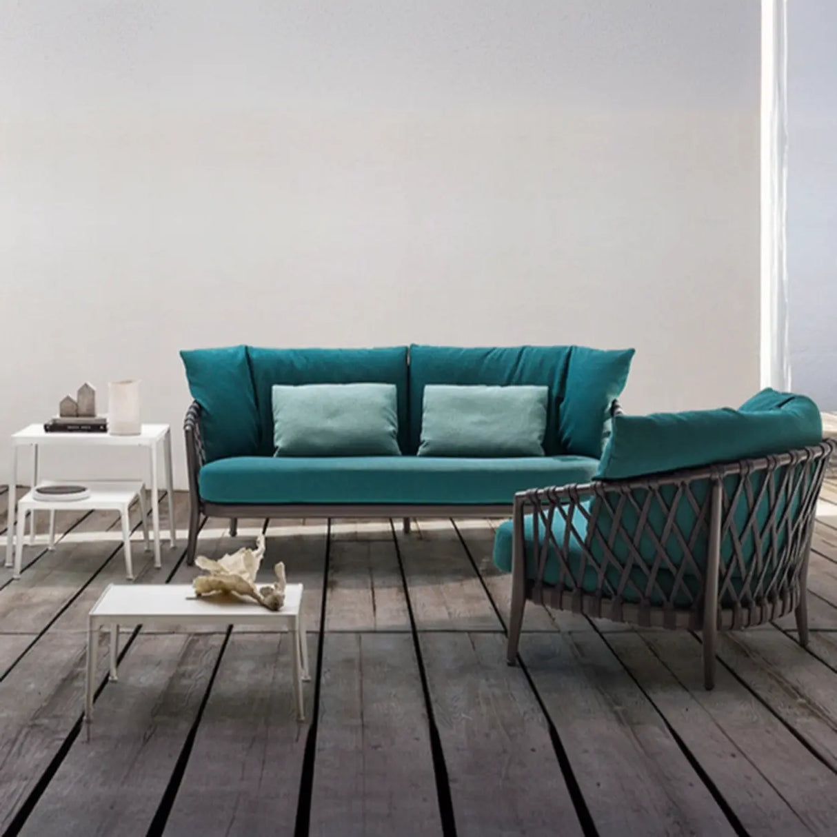 Elegant Beige Rope Woven UV Resistant Patio Sofa Set Image - 6