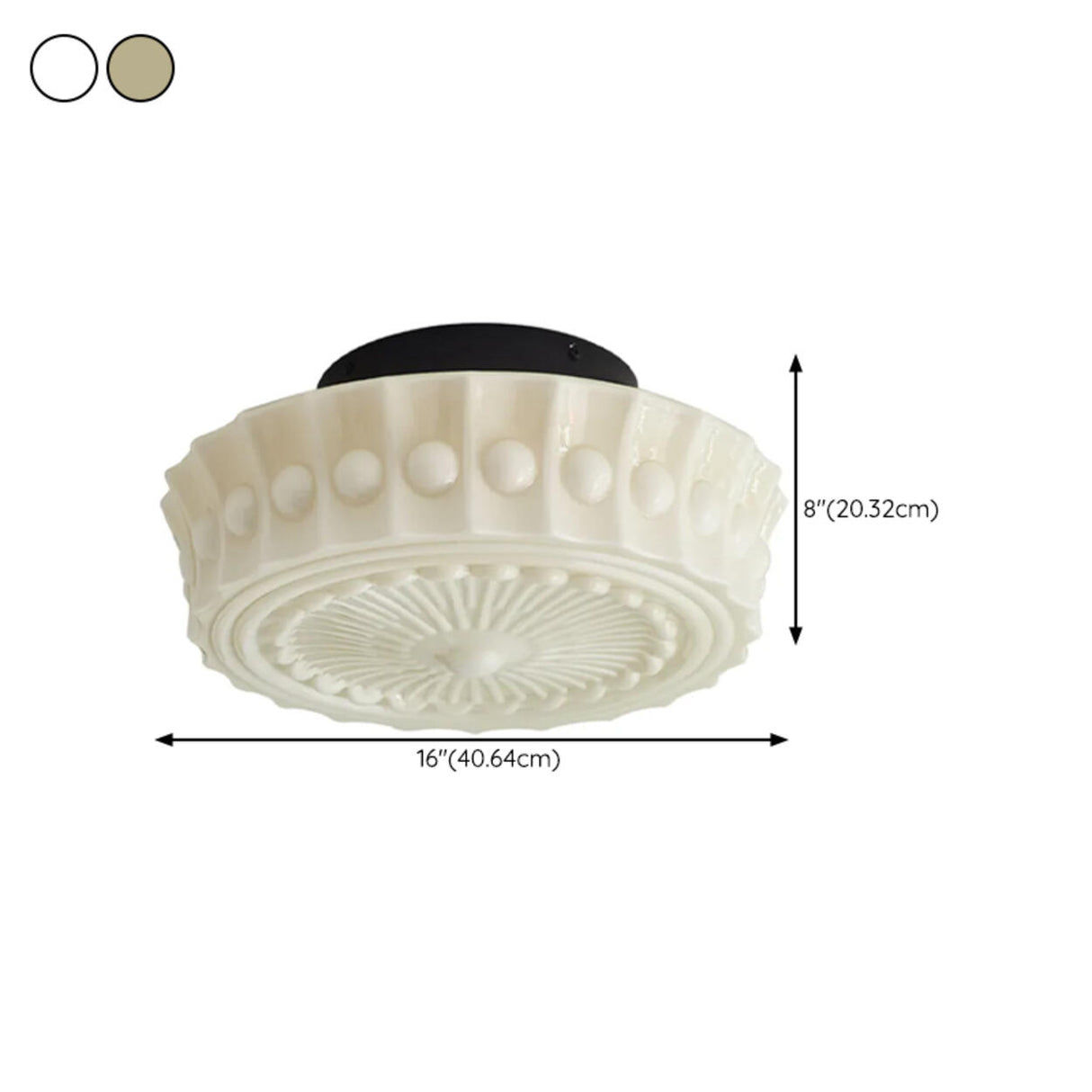 Elegant Beige Texture Drum Semi-Flush Mount Light Image - 11