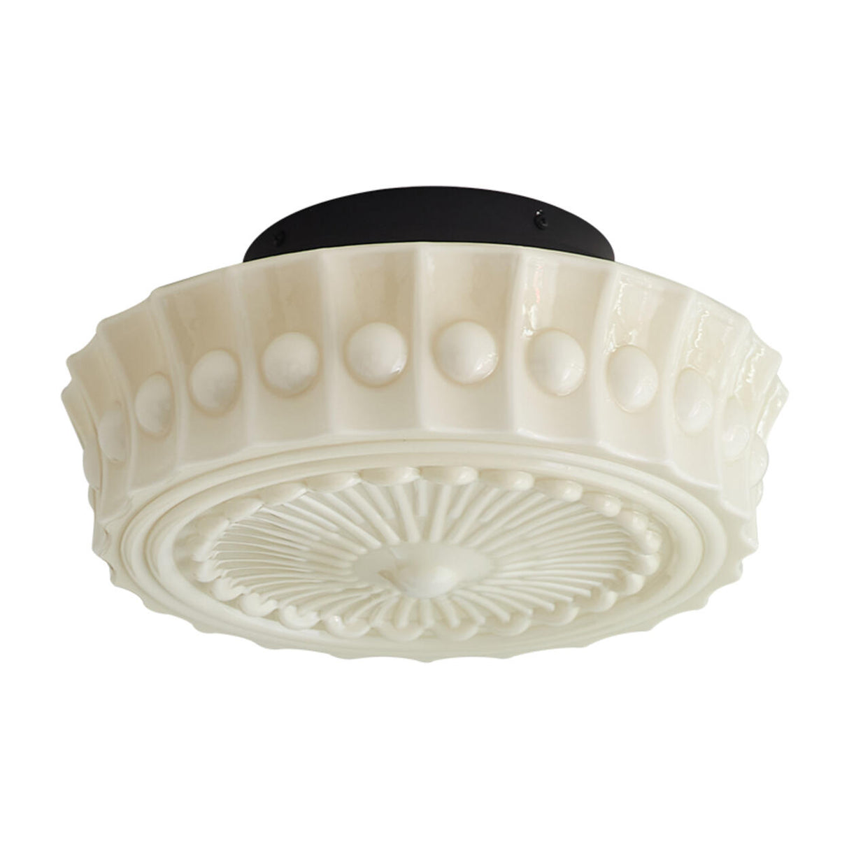 Elegant Beige Texture Drum Semi-Flush Mount Light Image - 7