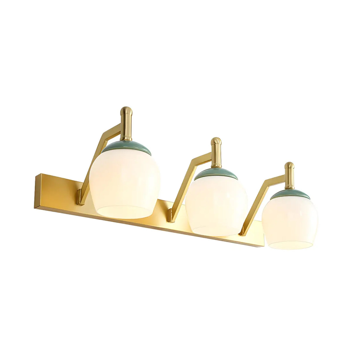 Elegant Bell Frosted Glass Shade Brass Vanity Light Image - 9