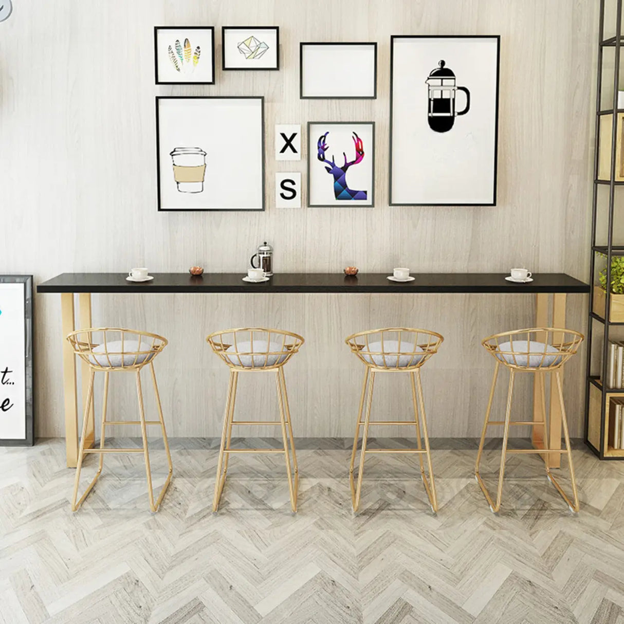 Elegant Black Rectangular Solid Wood Large Dining Bar Table Image - 1