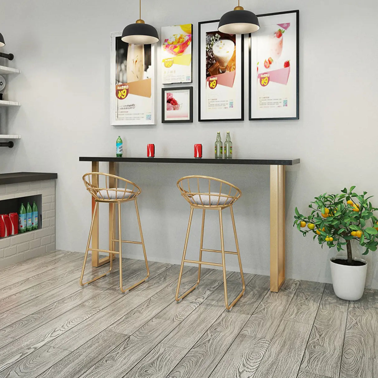 Elegant Black Rectangular Solid Wood Large Dining Bar Table Image - 5