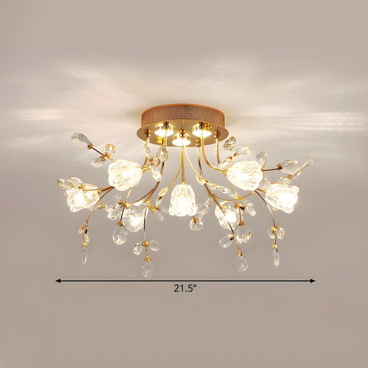 Elegant Blossom Branch Crystal Semi-Flush Mount Light Image - 4