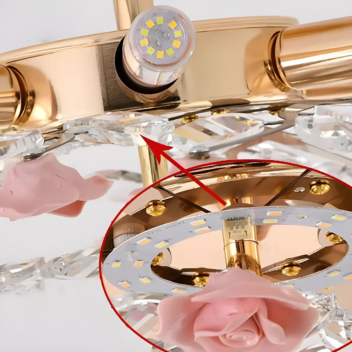 Elegant Blue Flower Crystal Semi-Flush Mount Light Image - 10