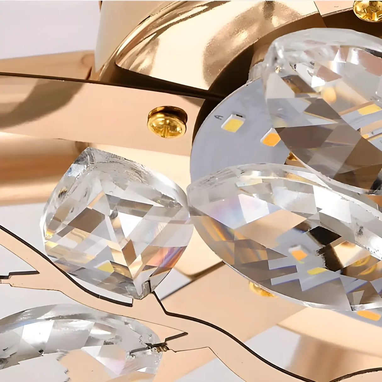 Elegant Blue Flower Crystal Semi-Flush Mount Light Image - 11