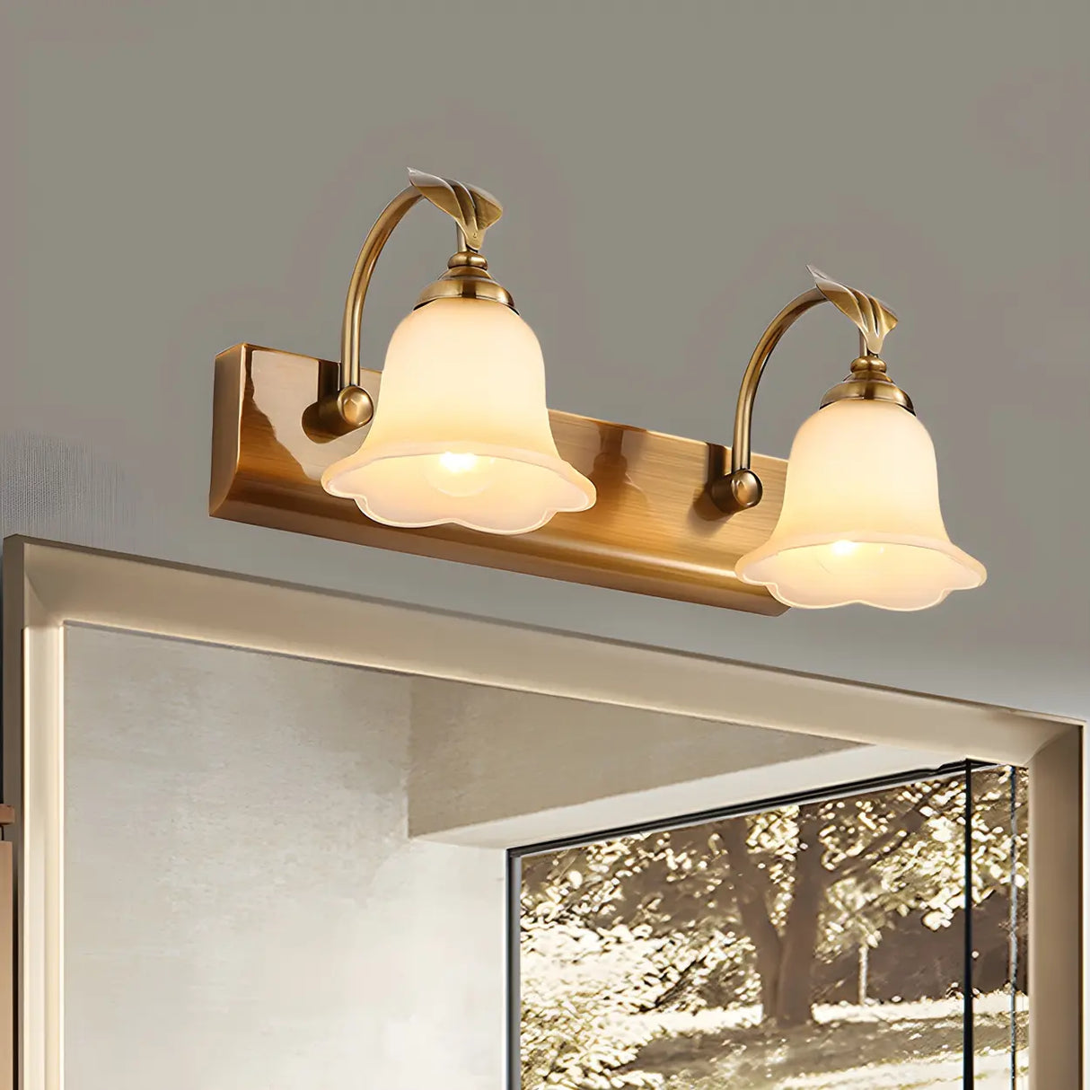 Elegant Brass 4-Light Bathroom Vanity Wall Fixture Image - 11