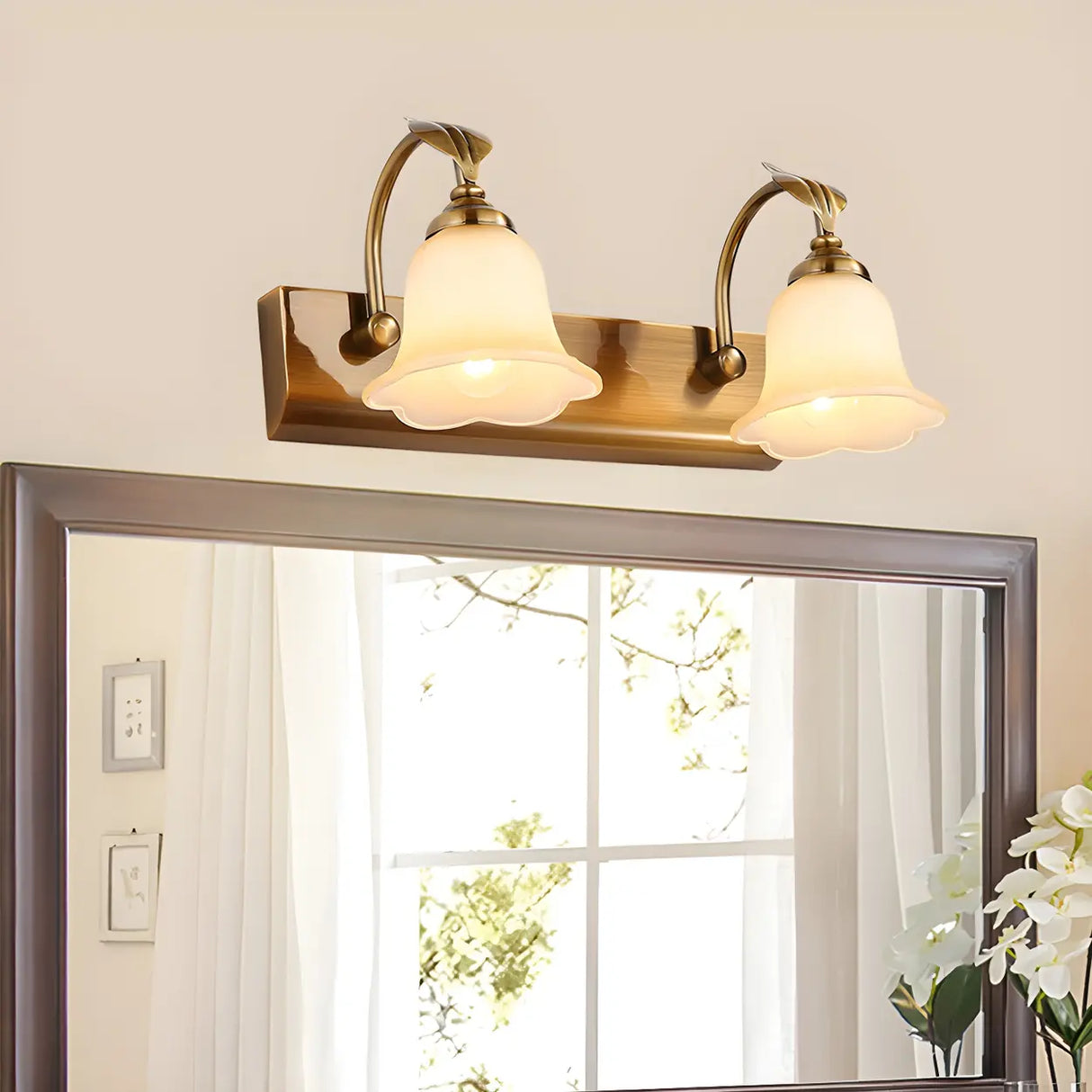 Elegant Brass 4-Light Bathroom Vanity Wall Fixture Image - 12