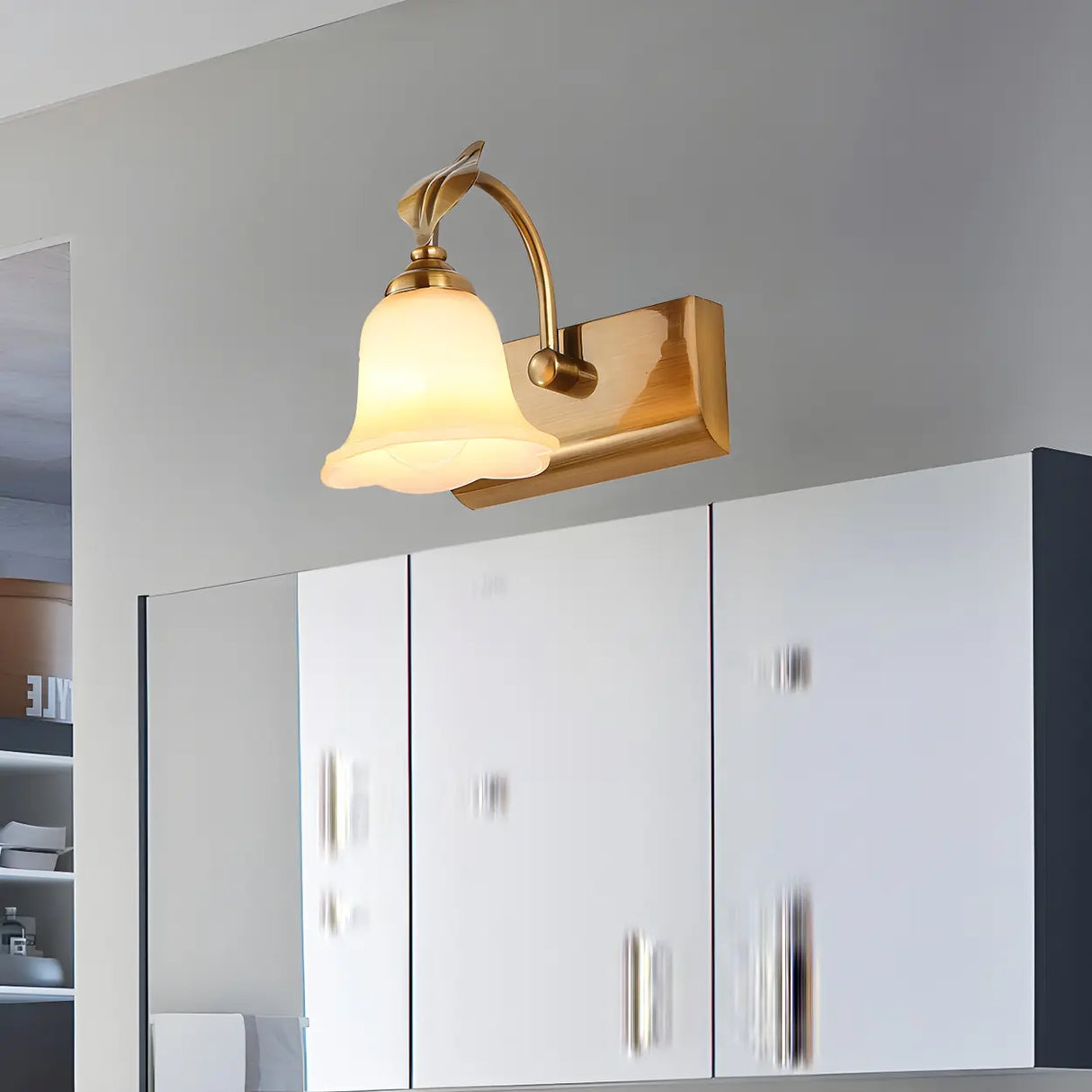 Elegant Brass 4-Light Bathroom Vanity Wall Fixture Image - 17