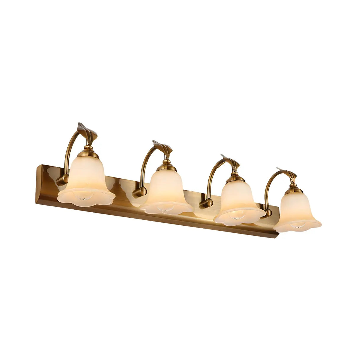 Elegant Brass 4-Light Bathroom Vanity Wall Fixture Image - 3
