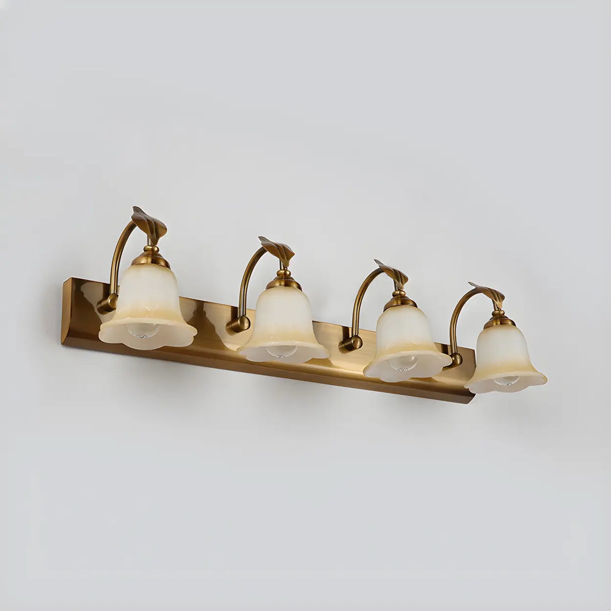 Elegant Brass 4-Light Bathroom Vanity Wall Fixture Image - 4
