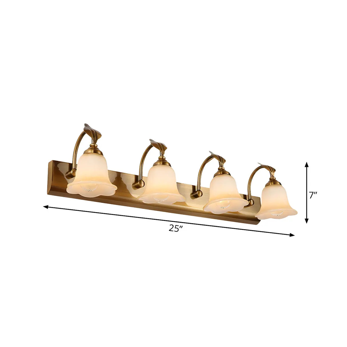 Elegant Brass 4-Light Bathroom Vanity Wall Fixture Image - 5