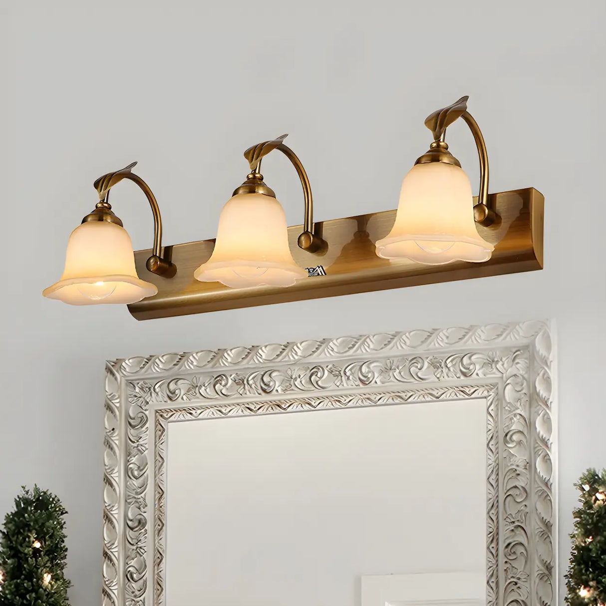 Elegant Brass 4-Light Bathroom Vanity Wall Fixture Image - 6