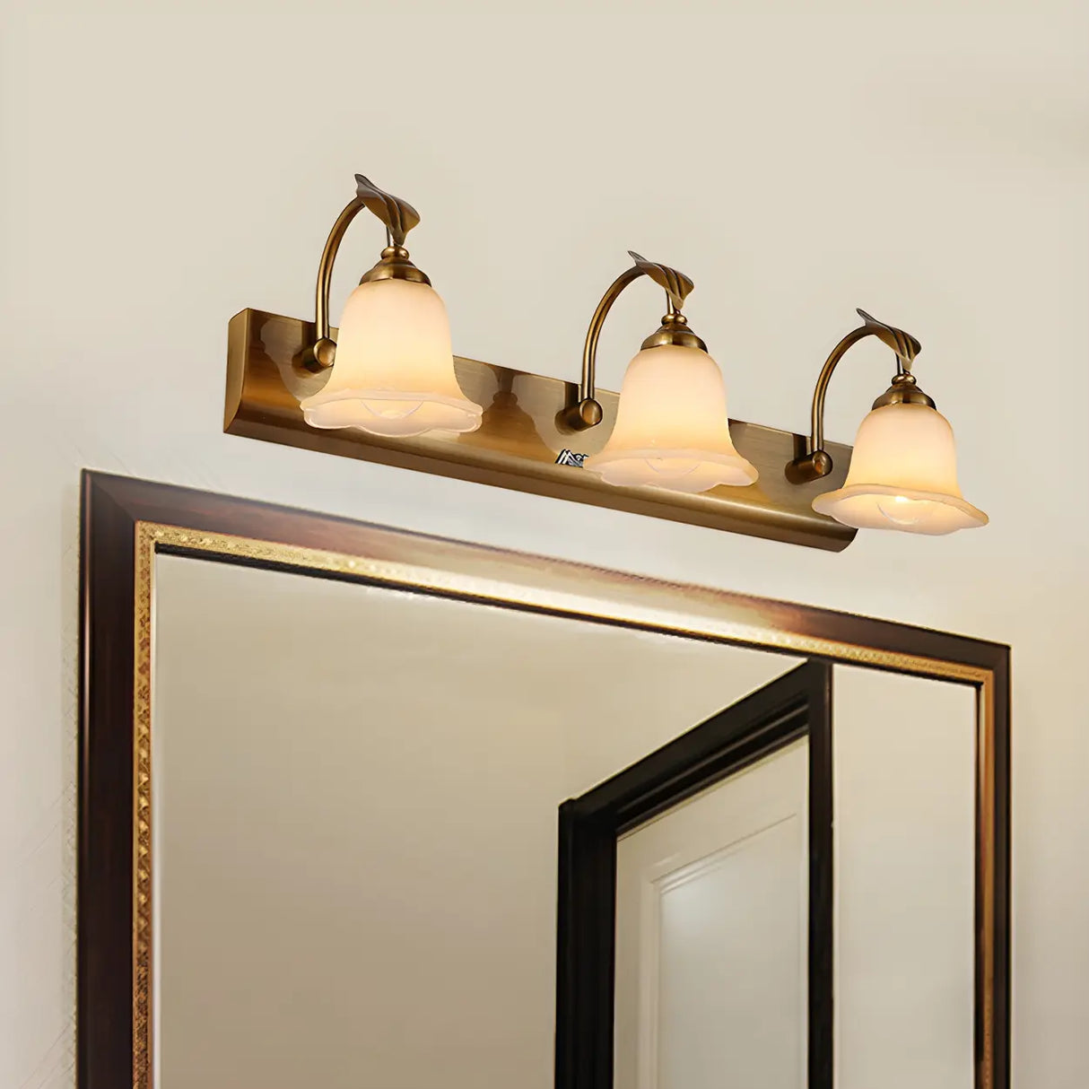 Elegant Brass 4-Light Bathroom Vanity Wall Fixture Image - 7