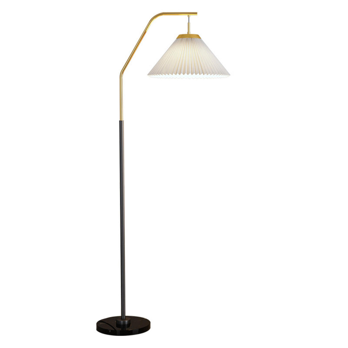 Elegant Brass and Black White Metal Floor Lamp Image - 6