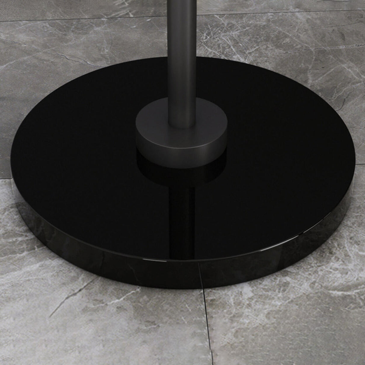 Elegant Brass and Black White Metal Floor Lamp Image - 8