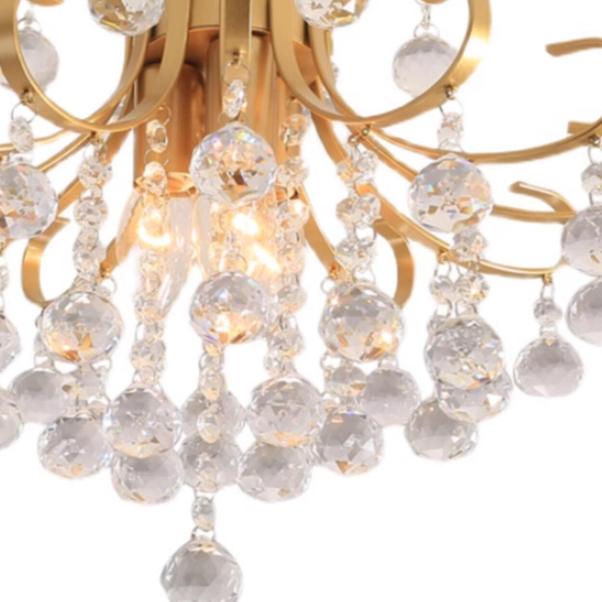 Elegant Brass Crystal Semi-Flush Mount Ceiling Light Image - 10