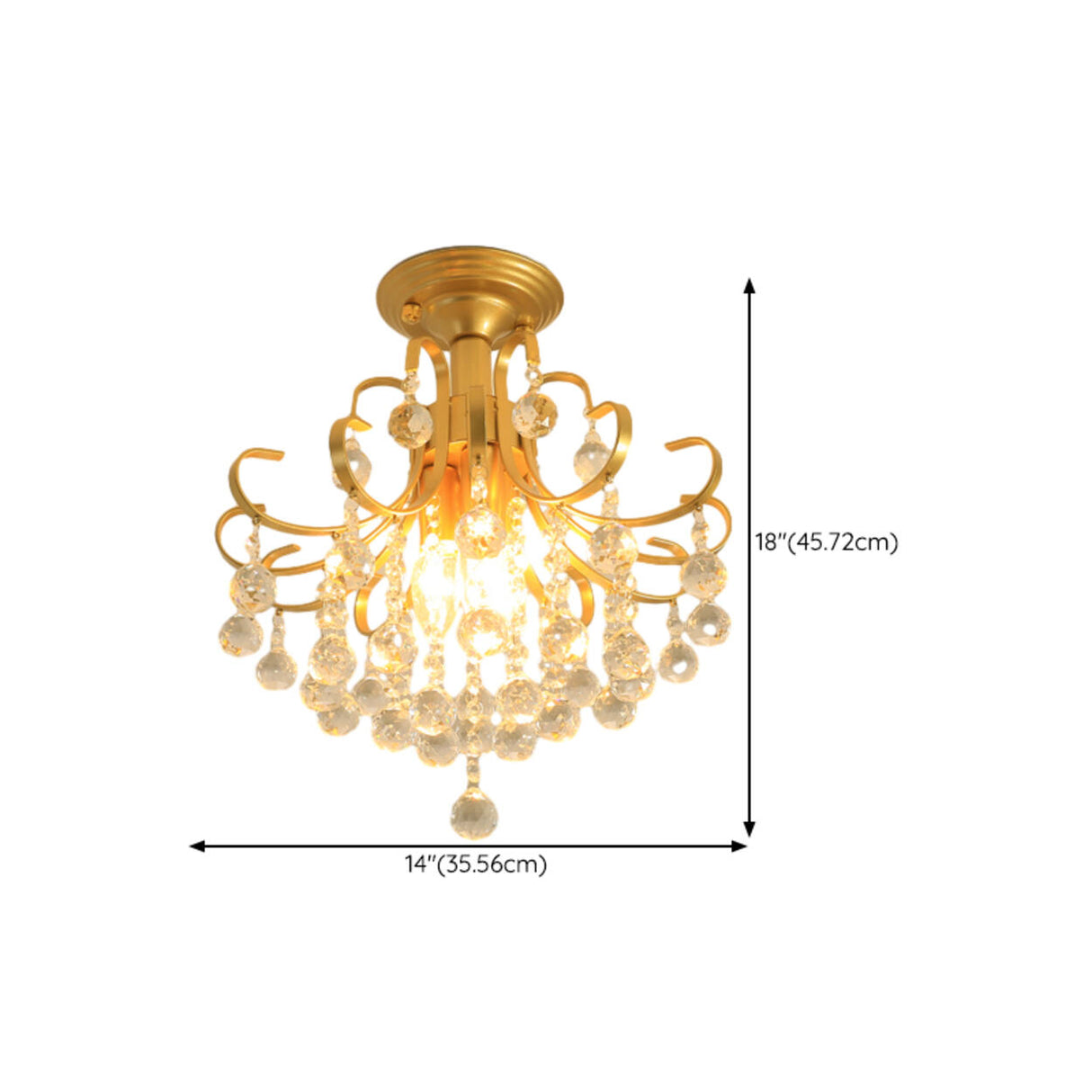 Elegant Brass Crystal Semi-Flush Mount Ceiling Light Image - 15