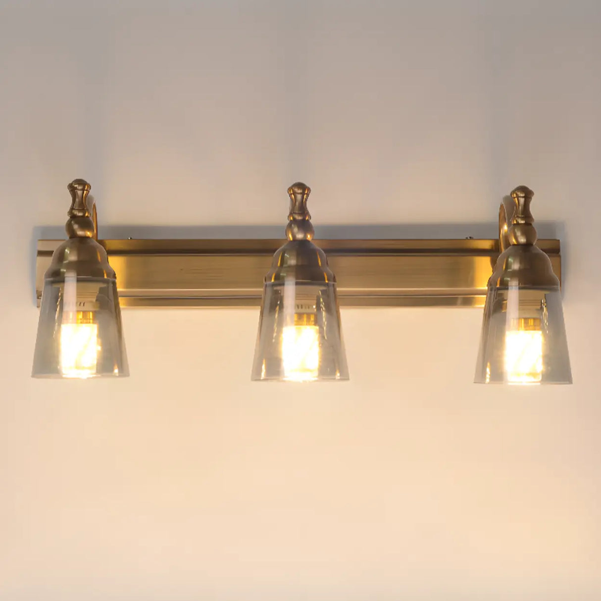 Elegant Brass Geometric 3 Light Bathroom Vanity Image - 4