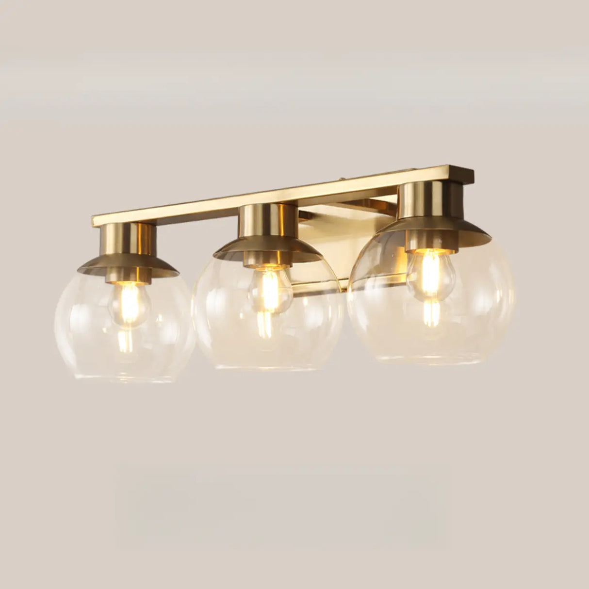 Elegant Brass Globe 4 Light Bathroom Vanity Light Image - 10