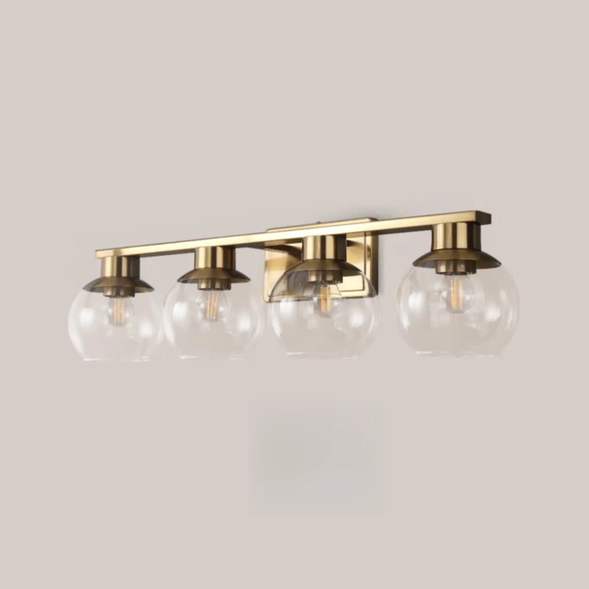 Elegant Brass Globe 4 Light Bathroom Vanity Light Image - 12