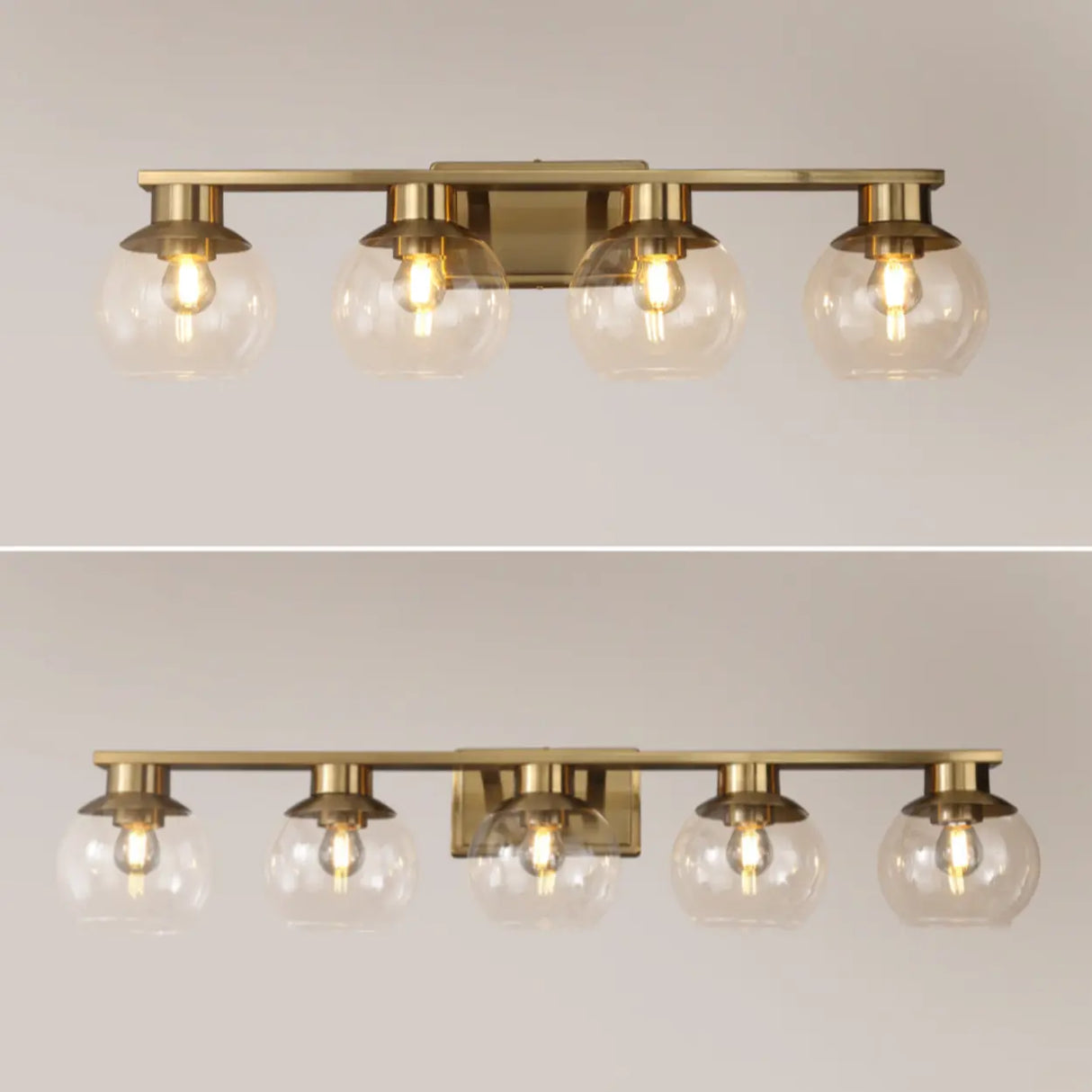 Elegant Brass Globe 4 Light Bathroom Vanity Light Image - 13