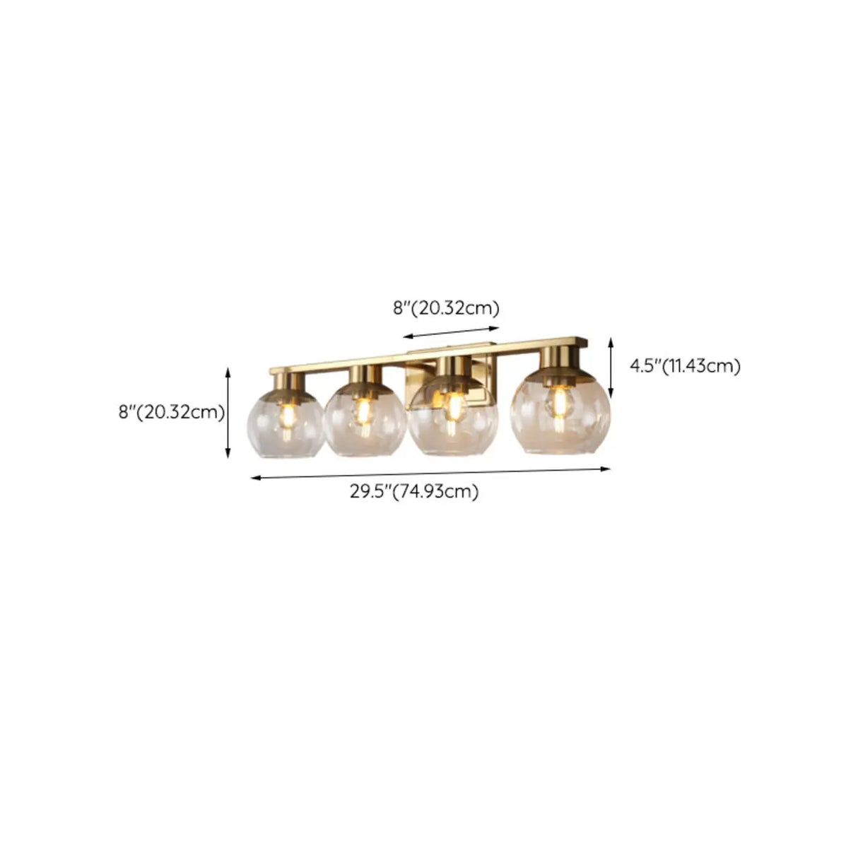 Elegant Brass Globe 4 Light Bathroom Vanity Light Image - 18
