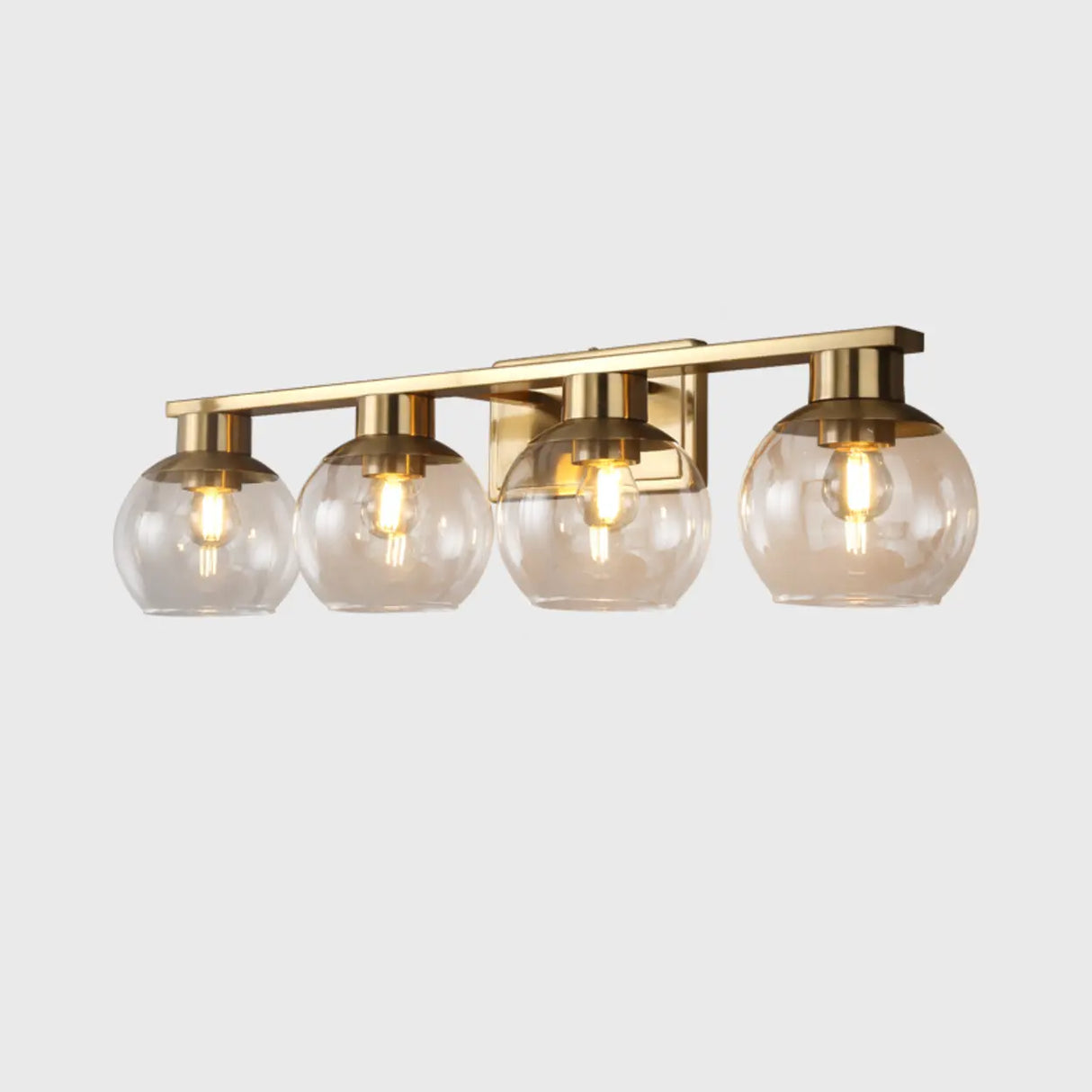 Elegant Brass Globe 4 Light Bathroom Vanity Light Image - 5