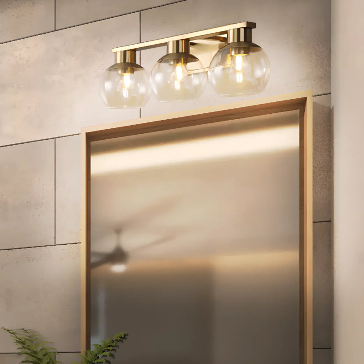 Elegant Brass Globe 4 Light Bathroom Vanity Light Image - 6