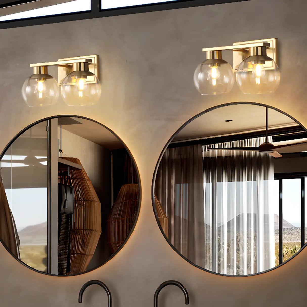 Elegant Brass Globe 4 Light Bathroom Vanity Light Image - 8