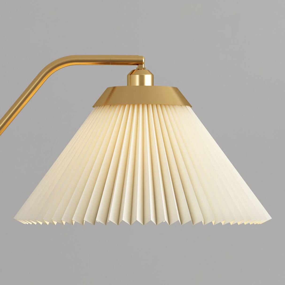 Elegant Brass Wood Side Table Arc Shelf Floor Lamp Image - 8