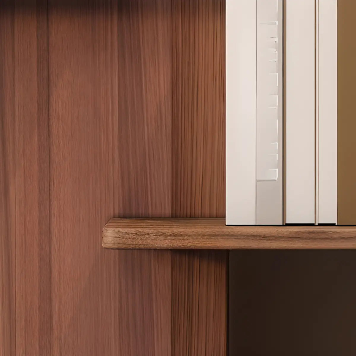 Elegant Brown Open Back Vertical Standard Wood Bookcase Image - 10