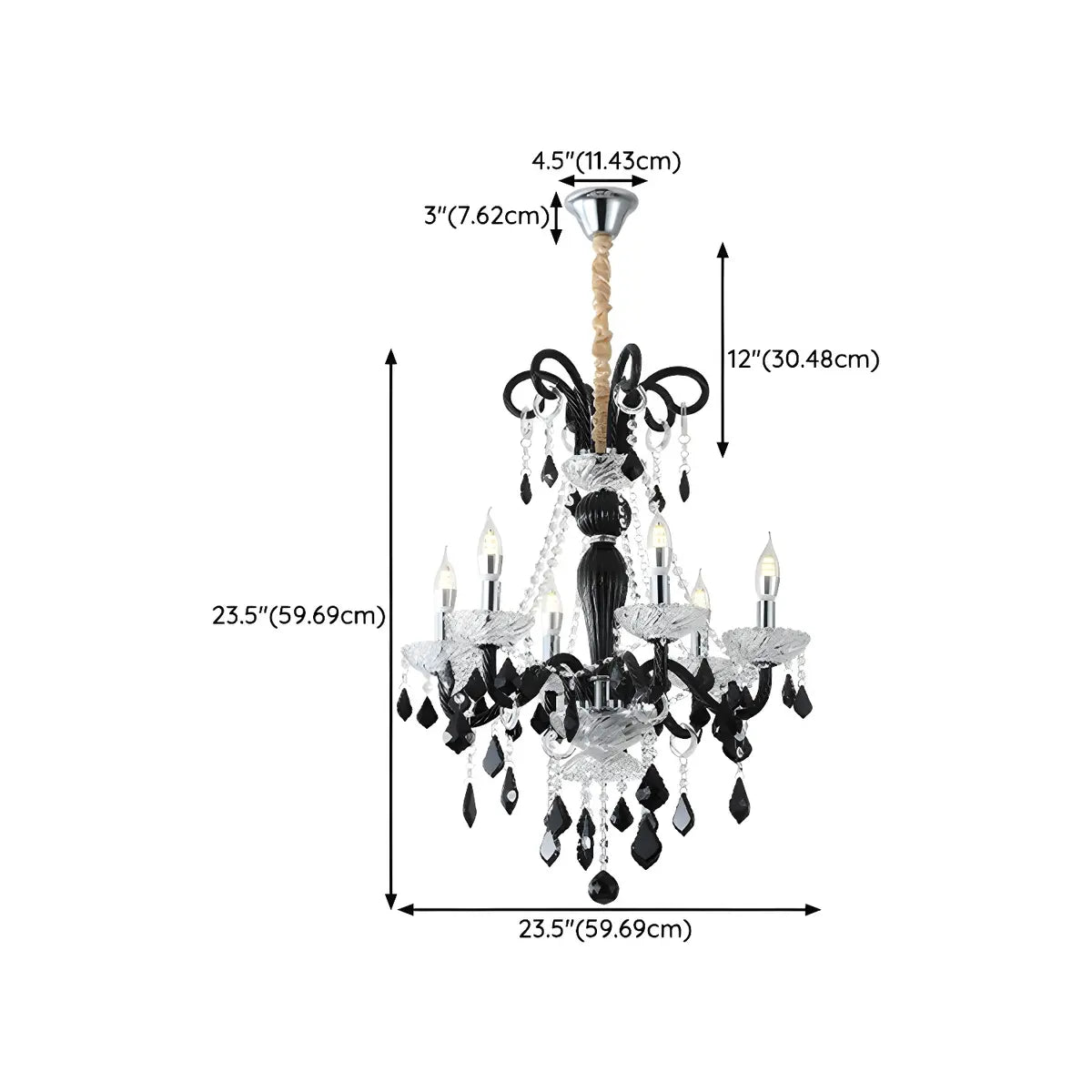 Elegant Candelabra Crystal Living Room Black Chandelier