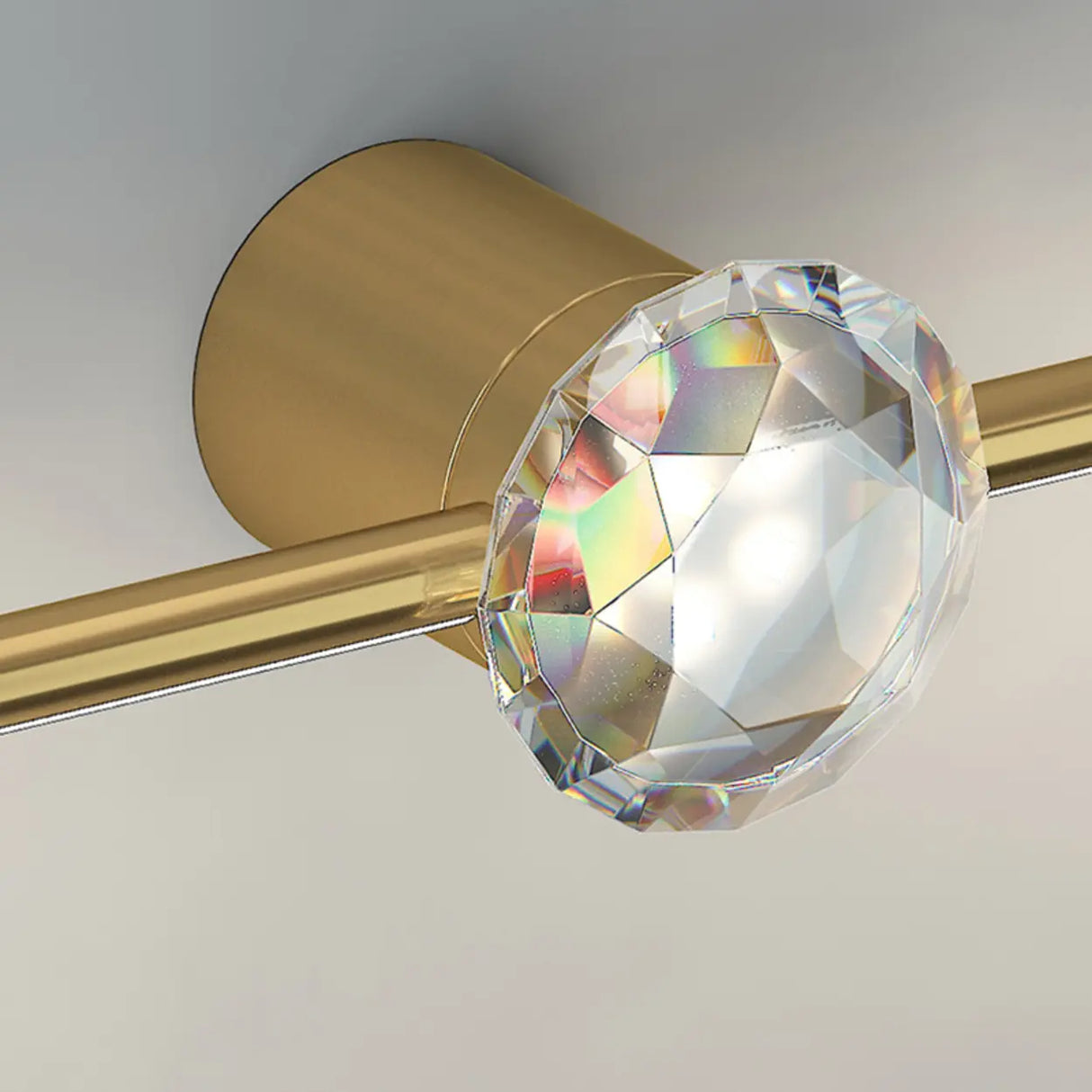 Elegant Central Crystal Gold Bathroom Vanity Light Image - 7