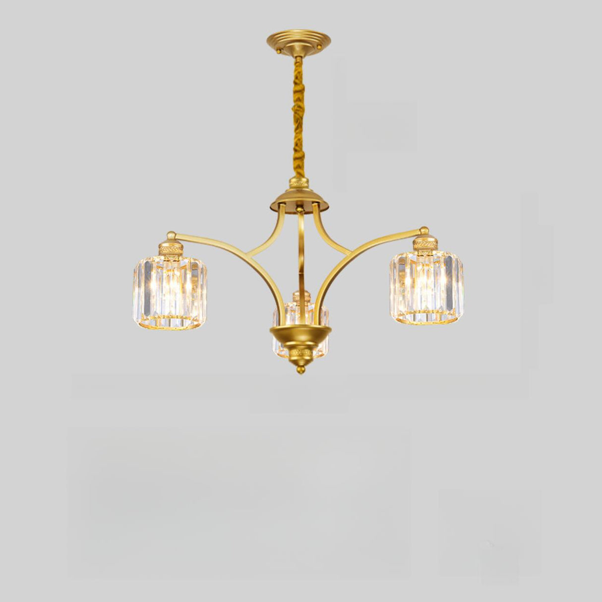 Elegant Chain Clear Glass Chandelier Adjustable Height Image - 10