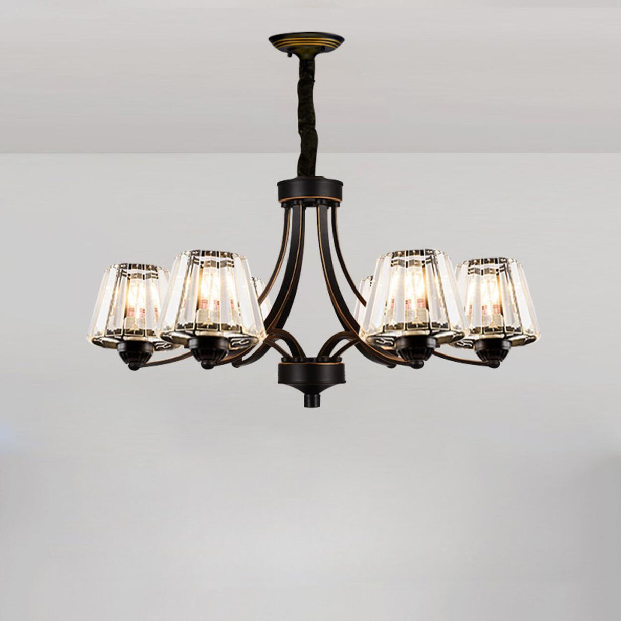 Elegant Chain Clear Glass Chandelier Adjustable Height Image - 11