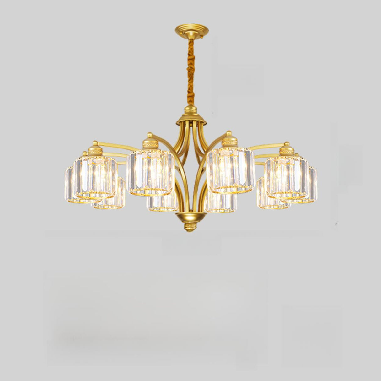 Elegant Chain Clear Glass Chandelier Adjustable Height Image - 12