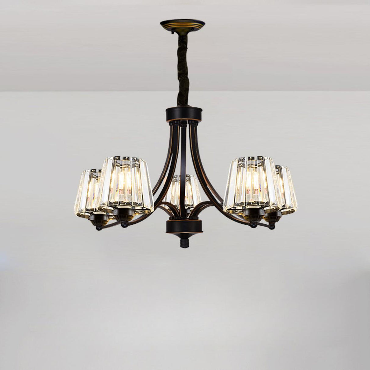 Elegant Chain Clear Glass Chandelier Adjustable Height Image - 13