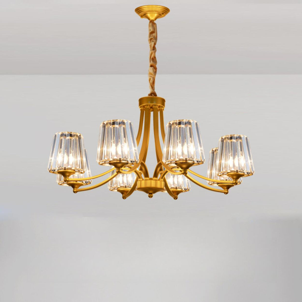 Elegant Chain Clear Glass Chandelier Adjustable Height Image - 15