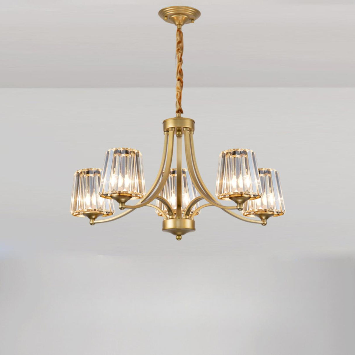 Elegant Chain Clear Glass Chandelier Adjustable Height Image - 16