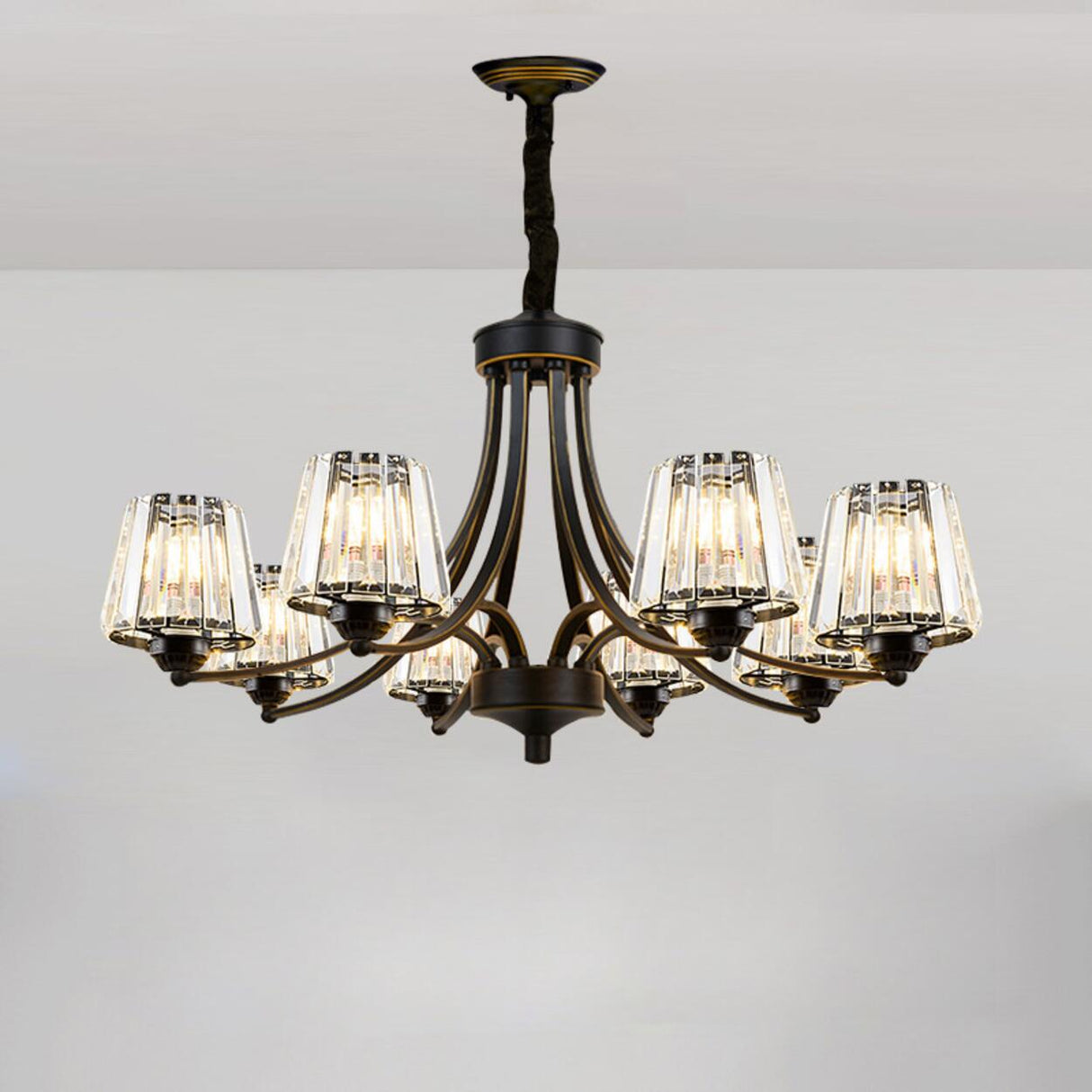 Elegant Chain Clear Glass Chandelier Adjustable Height Image - 18