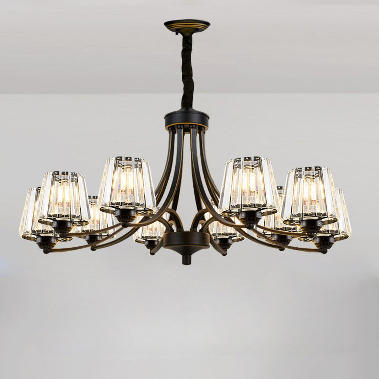 Elegant Chain Clear Glass Chandelier Adjustable Height Image - 19