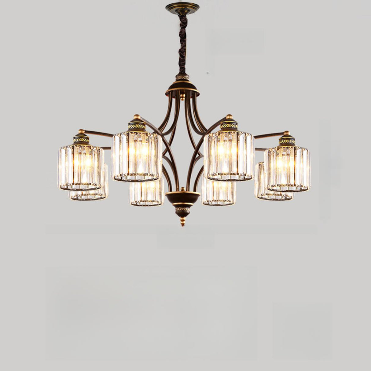 Elegant Chain Clear Glass Chandelier Adjustable Height Image - 22