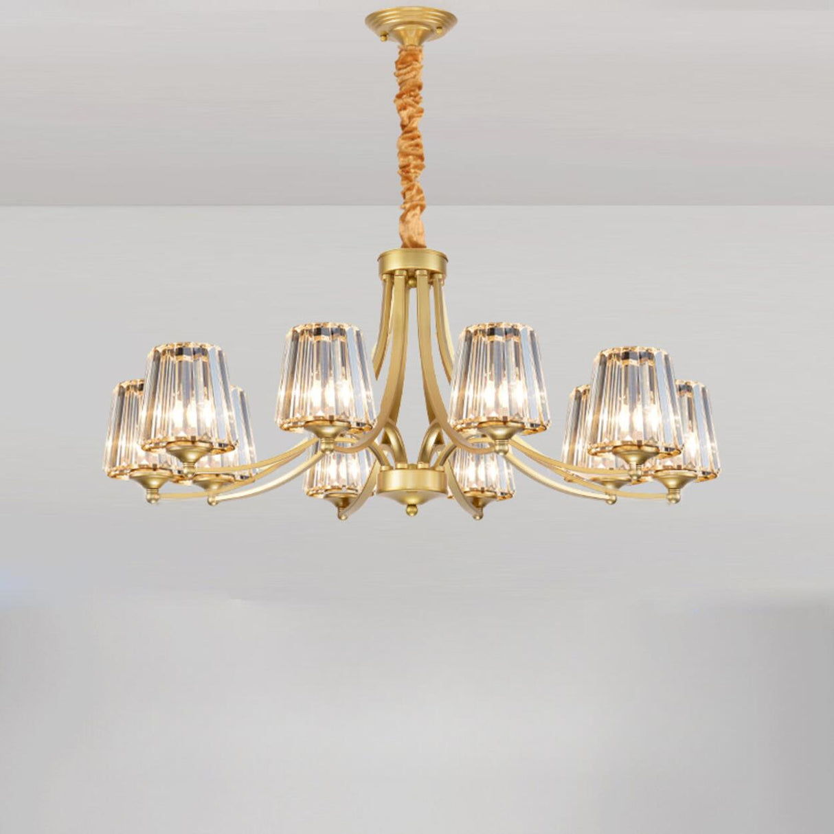 Elegant Chain Clear Glass Chandelier Adjustable Height Image - 25