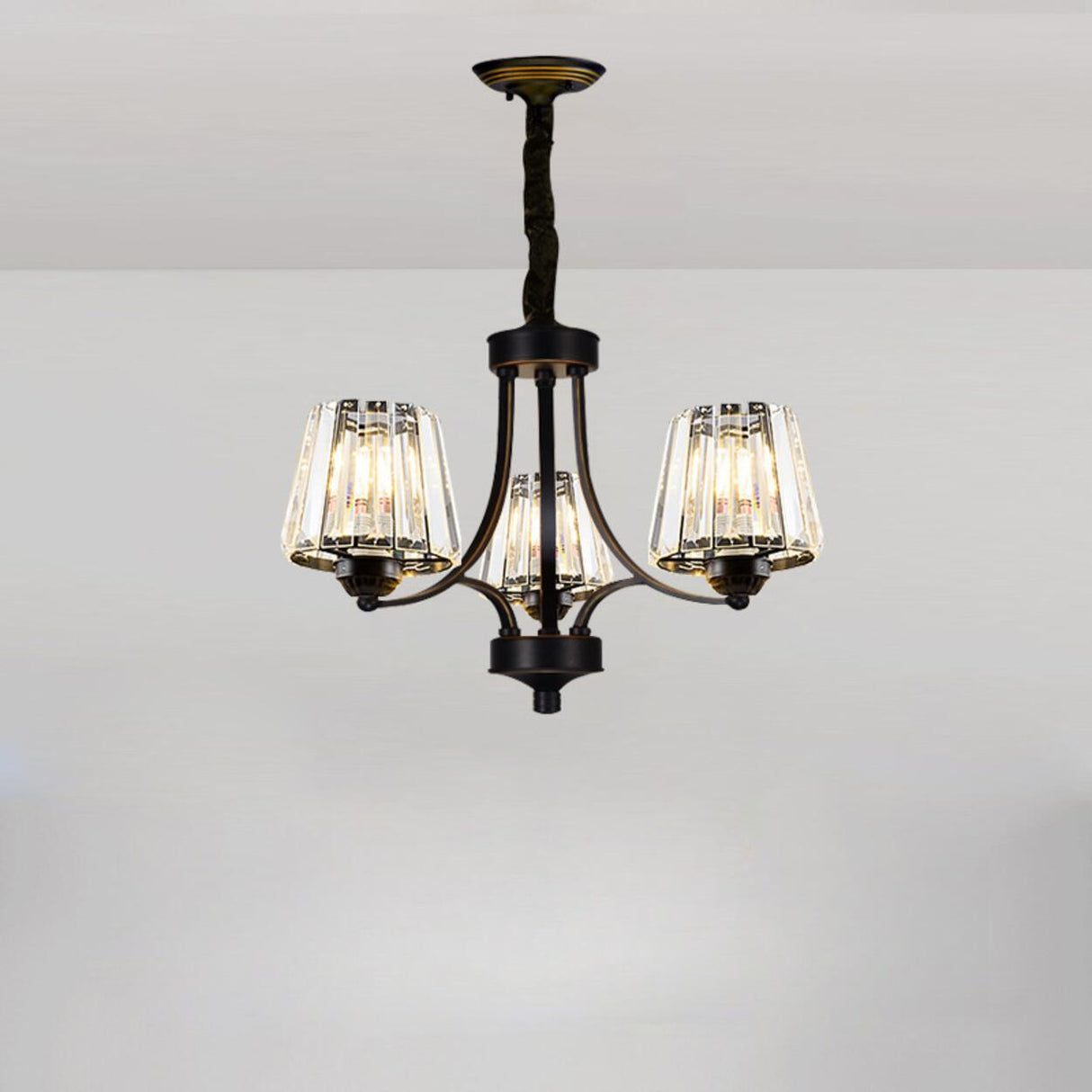 Elegant Chain Clear Glass Chandelier Adjustable Height Image - 27