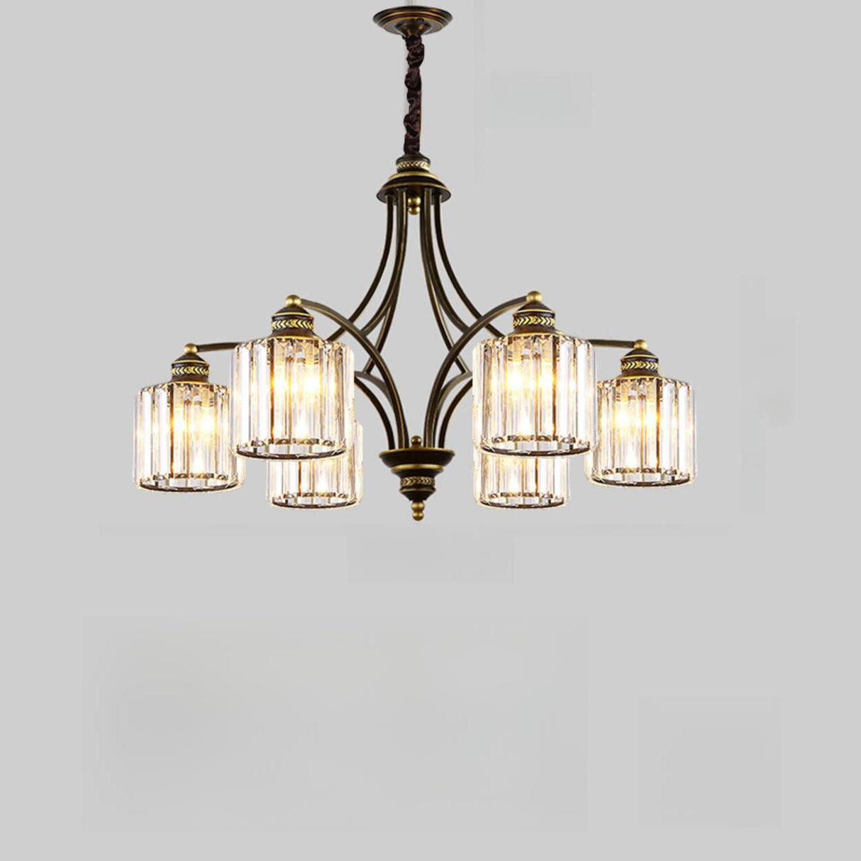 Elegant Chain Clear Glass Chandelier Adjustable Height Image - 29
